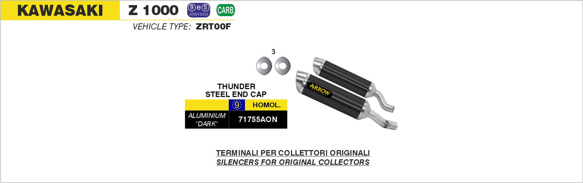 Arrow 71755AON Thunder Approved Aluminium Dark Slip Ons (Right And Left)