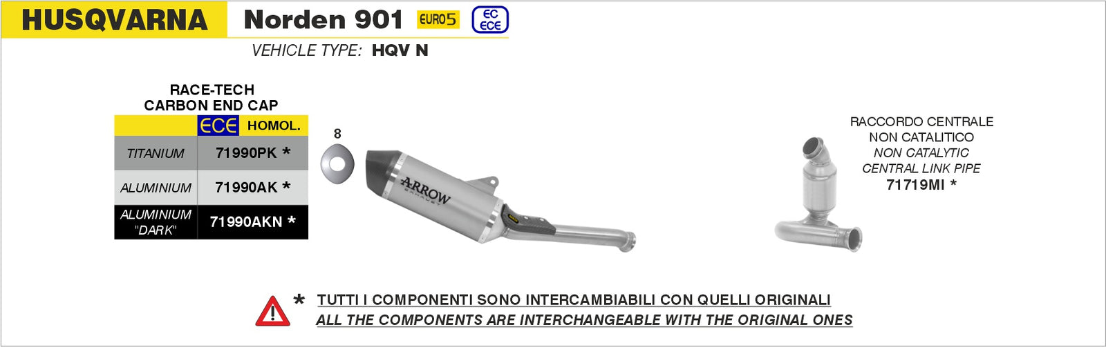 Arrow 71990PK Race-Tech Titanium Slip On With Carbon End Cap