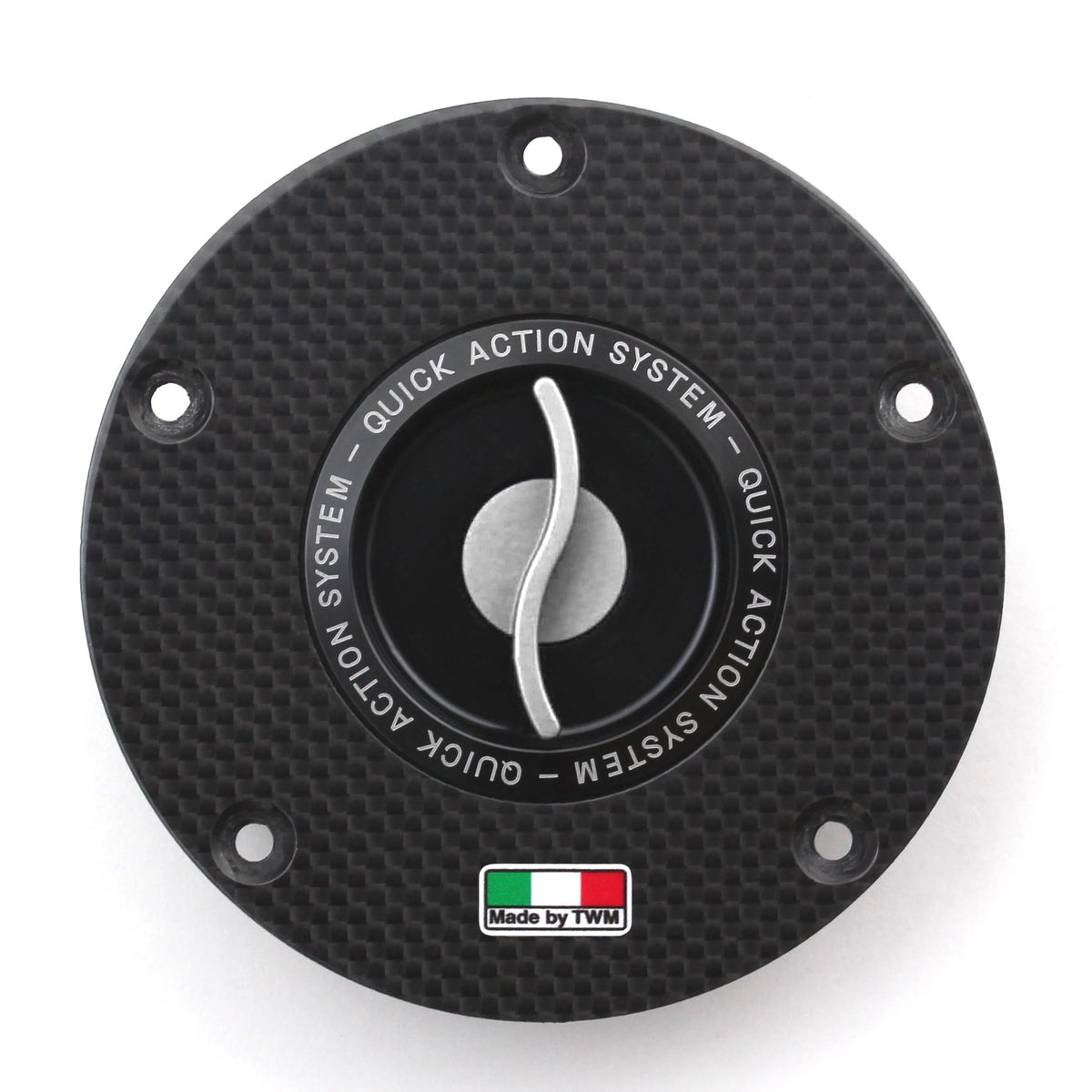 TWM Flat Carbon Gas Cap / Fuel Cap with Silver Center Cap for Ducati Motorcycles