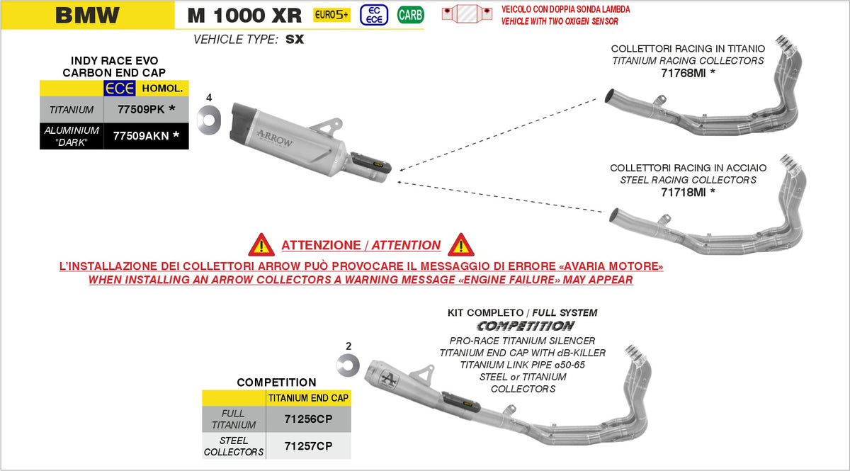 Arrow 71768MI Titanium Racing Headers