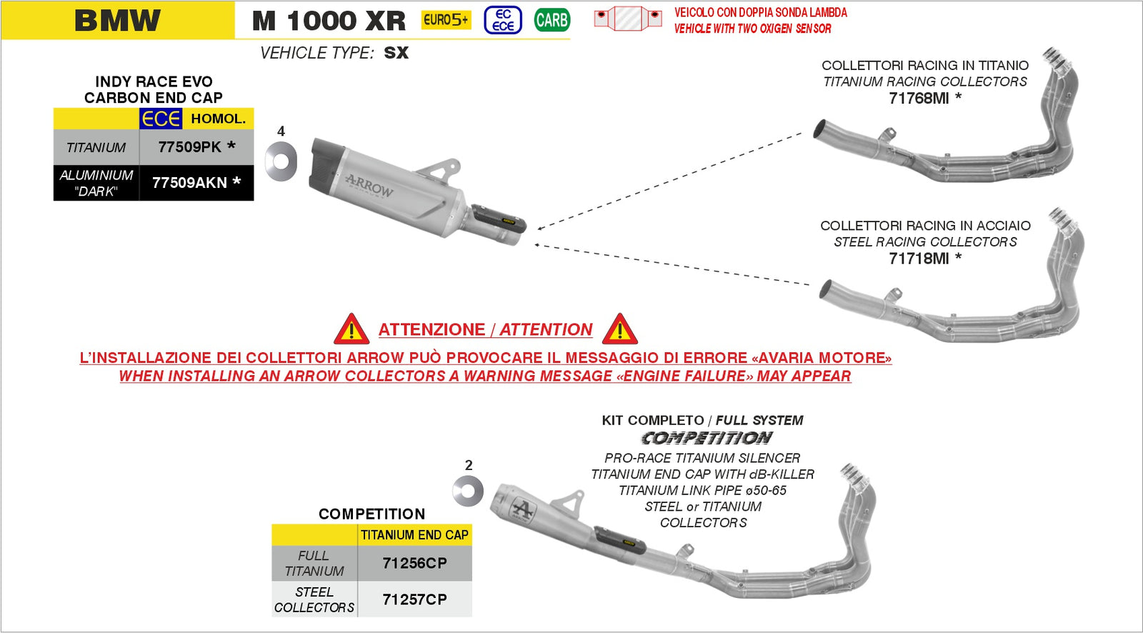 Arrow 71768MI Titanium Racing Headers