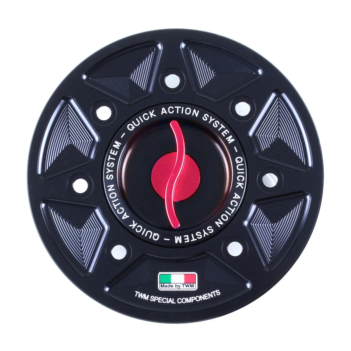 TWM CNC Aluminum Gas Cap / Fuel Cap with Red Center Cap for Bimota Motorcycles