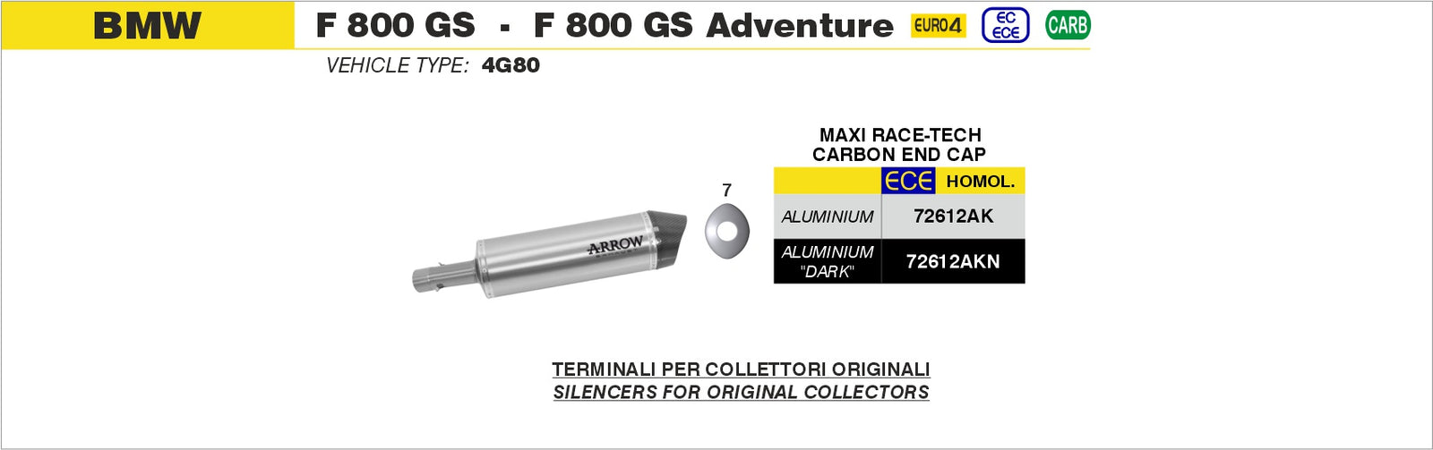 Arrow 72612AKN Maxi Race-Tech Aluminium Dark Slip On With Carbon End Cap