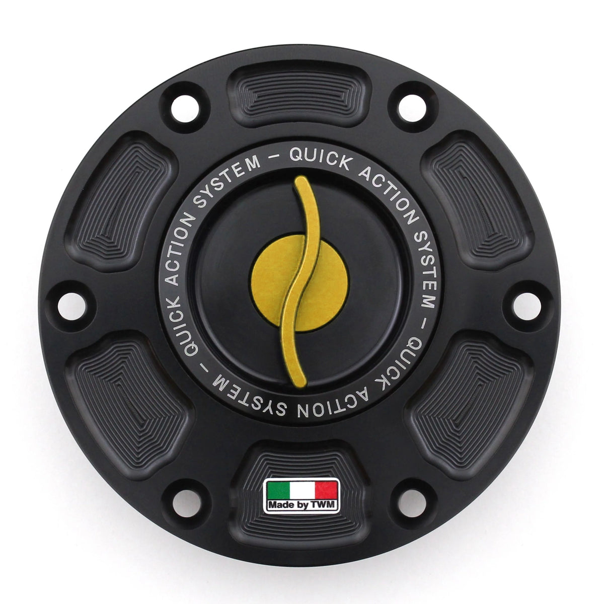TWM CNC Aluminum Gas Cap / Fuel Cap with Gold Center Cap for Aprilia Motorcycles