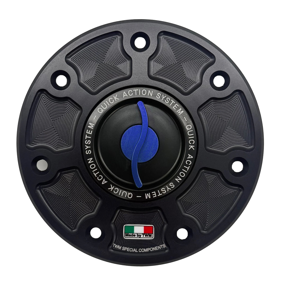 TWM CNC Aluminum Gas Cap / Fuel Cap with Blue Center Cap for Kawasaki Motorcycles