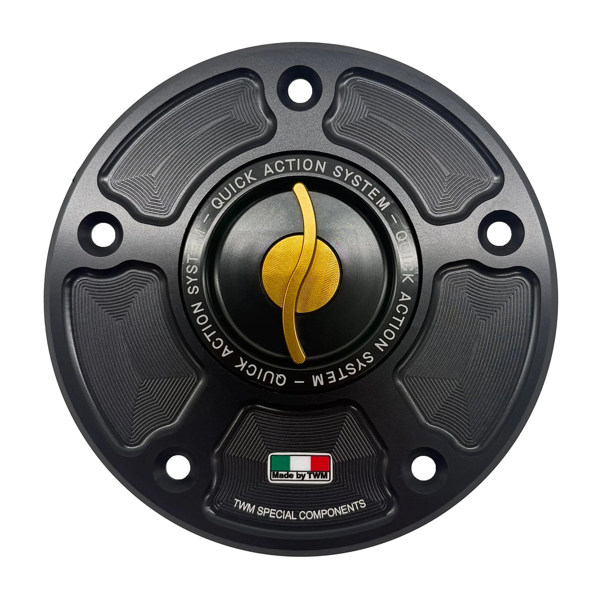 TWM CNC Aluminum Gas Cap / Fuel Cap with Gold Center Cap for Kawasaki Motorcycles