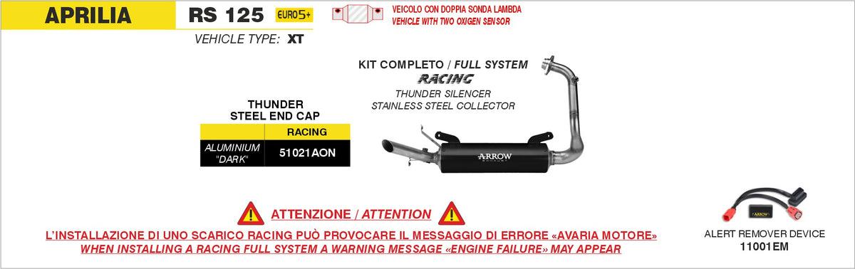 Arrow 51021AON Full System With Thunder Aluminium Dark Slip Ons