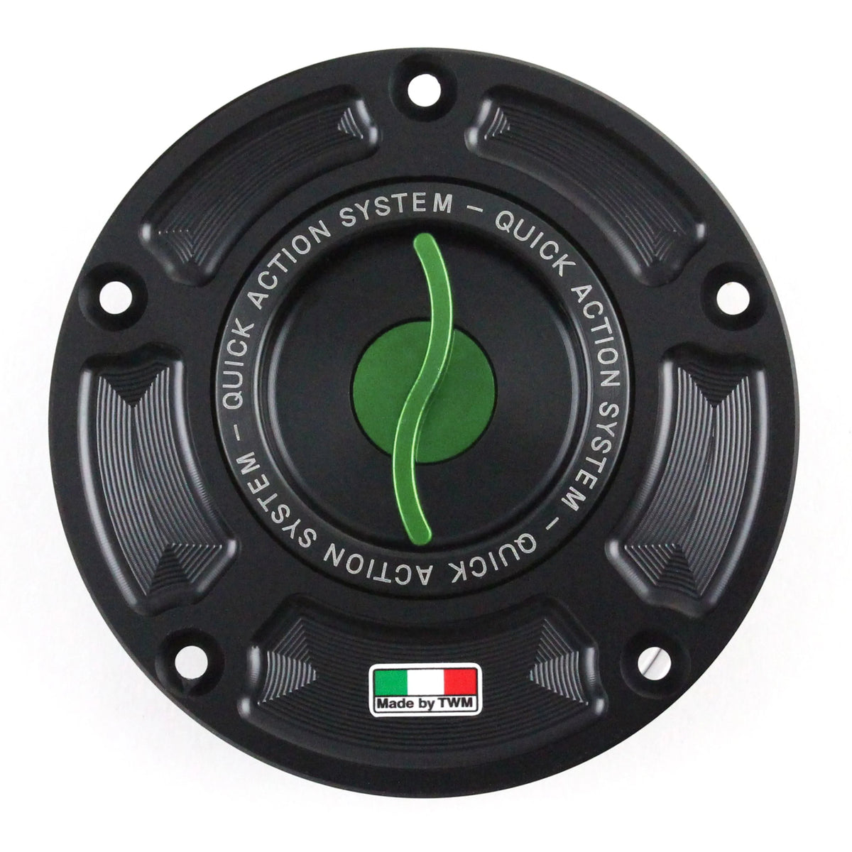 TWM CNC Aluminum Gas Cap / Fuel Cap with Green Center Cap for KTM Motorcycles