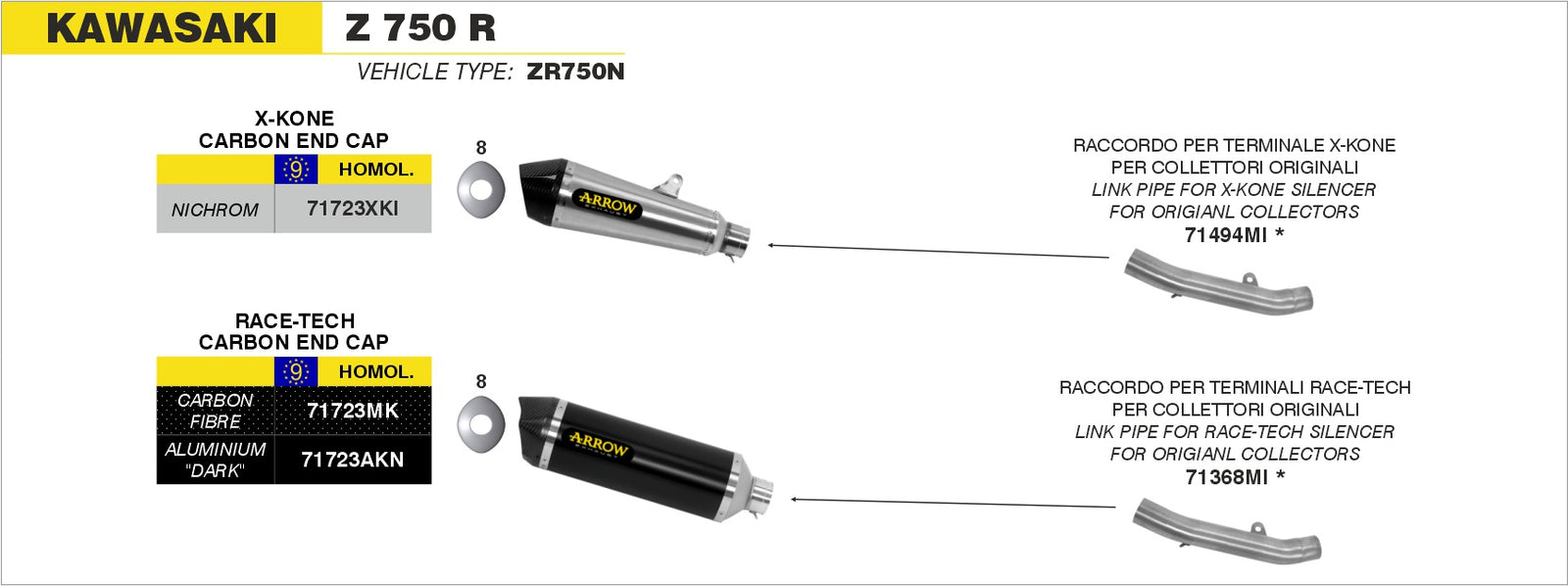 Arrow 71368MI Mid-Pipe For Race-Tech Slip Ons