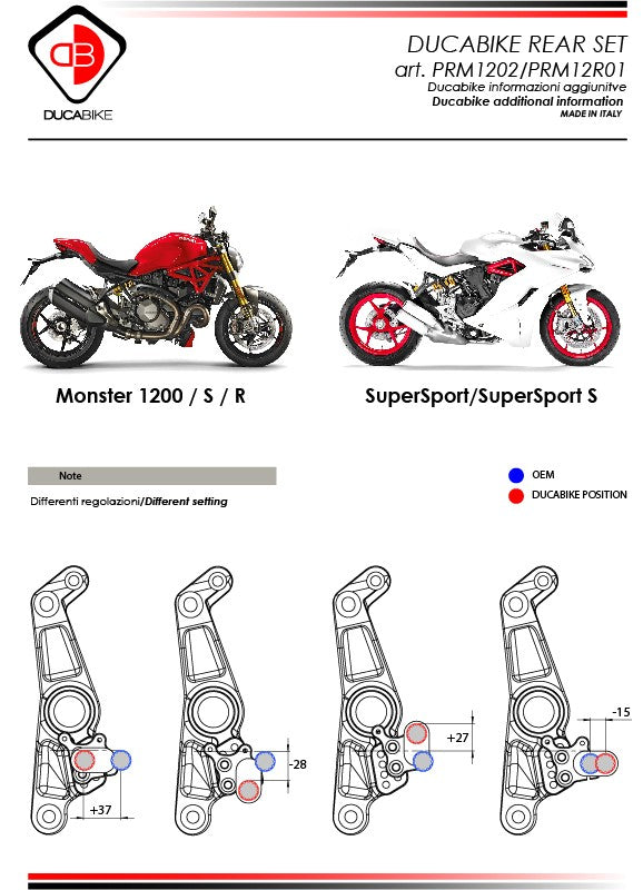 Ducabike DBK PRM1202 Adjustable Rearset M1200 My17