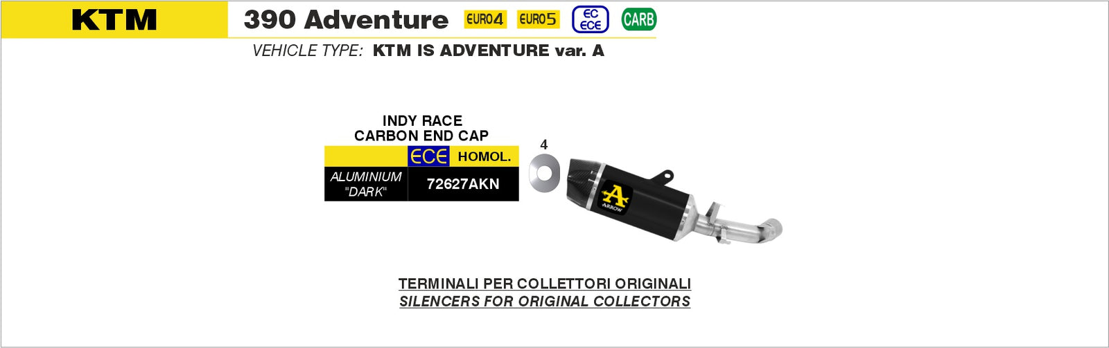 Arrow Indy-Race Aluminium Dark" Slip On With Carbon Fiber End Cap"