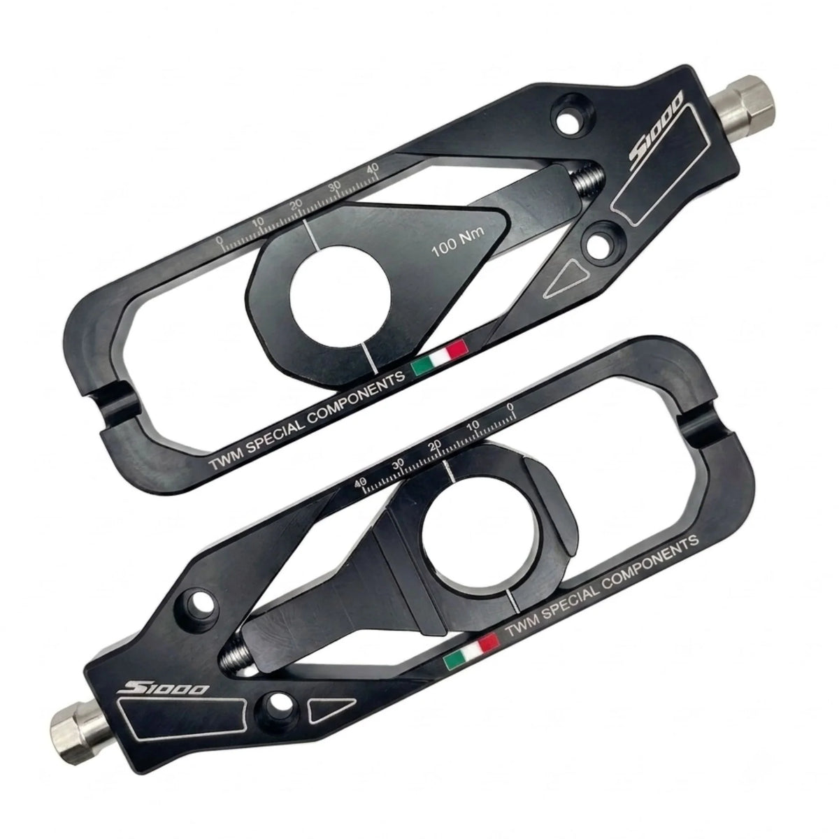 TWM CNC Aluminum Chain Adjusters for BMW - TCBMW.01 in Black - Set Photo - TCBMW.01.N