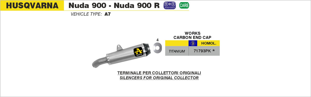 Arrow 71793PK Works Titanium Slip On With Carbon End Cap