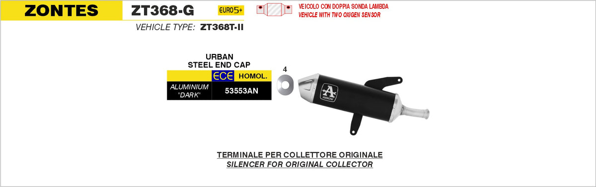 Arrow 53553AN Urban Aluminium Dark Slip On With Steel End Cap