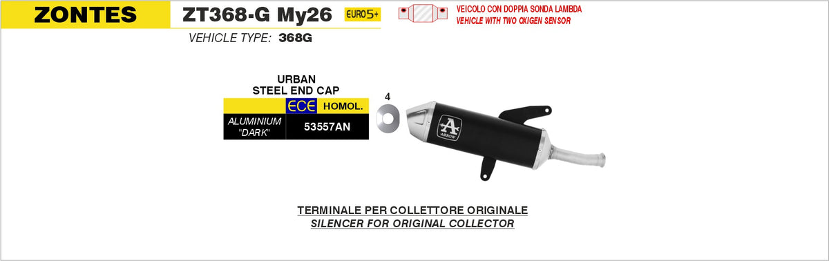 Arrow 53557AN Urban Aluminium Dark Slip On With Steel End Cap