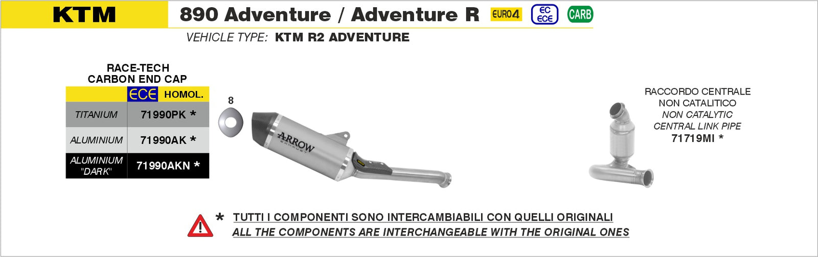Arrow 71990PK Race-Tech Titanium Slip On With Carbon End Cap