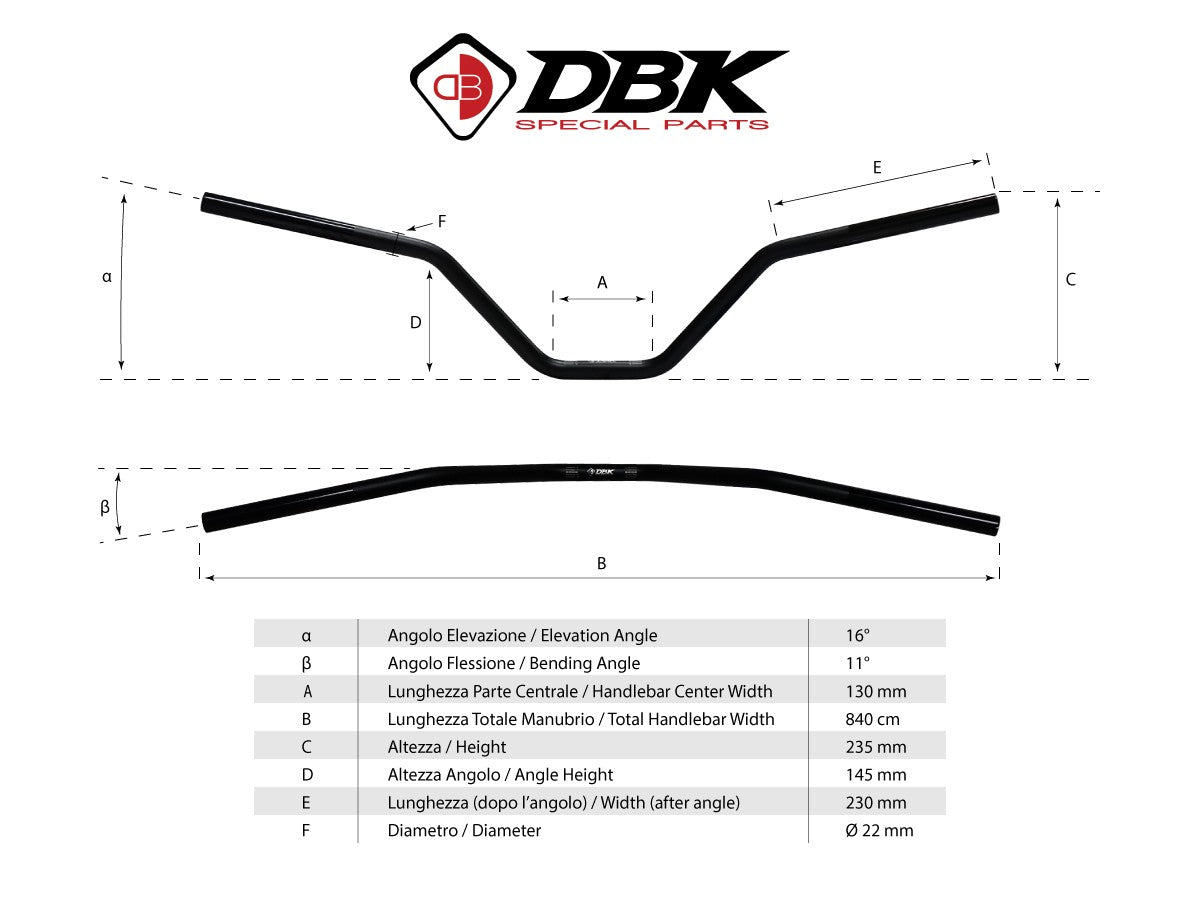 HAN03 - HIGH CURVE HANDLEBAR Ø 22 mm