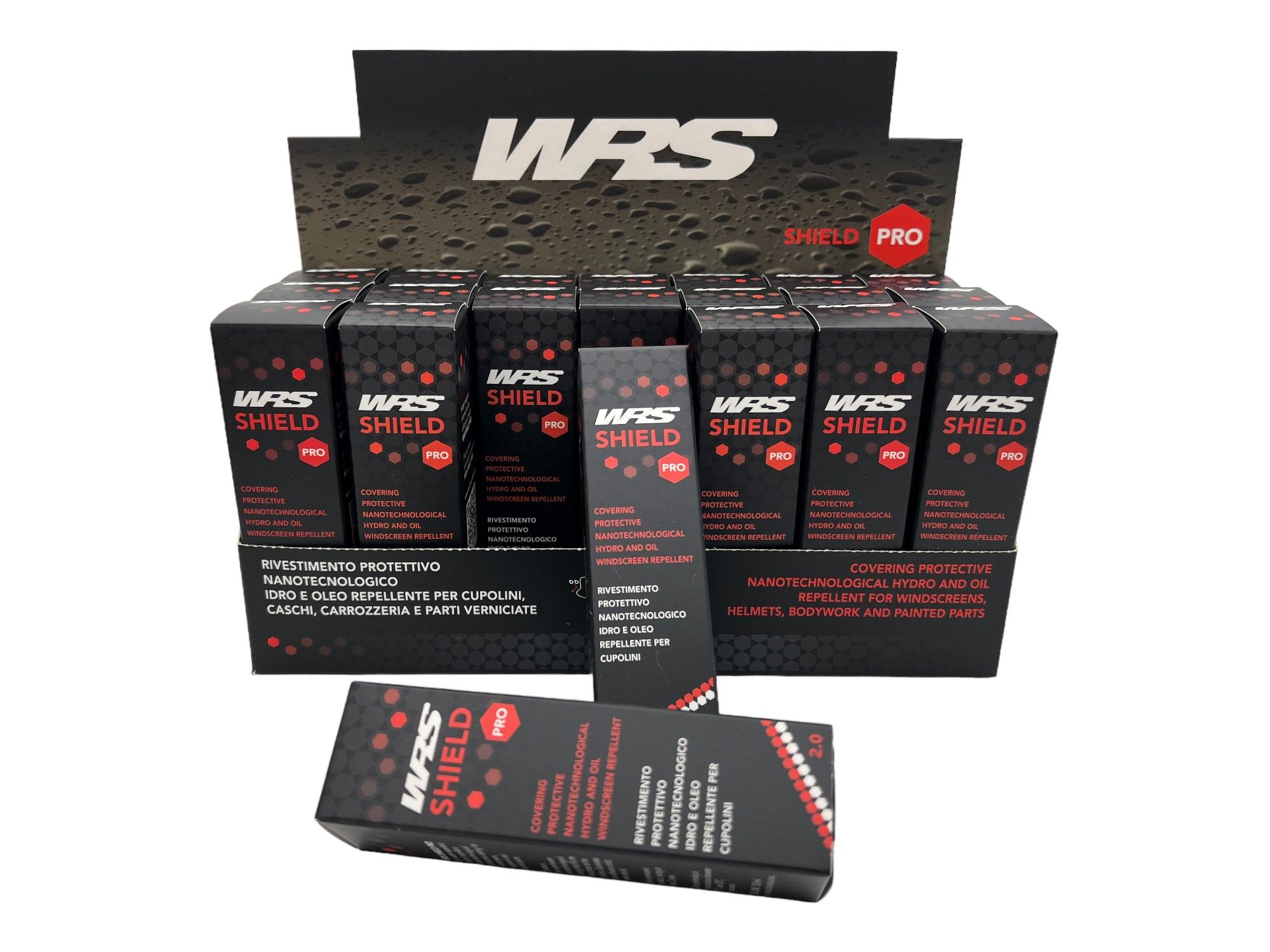 WRS SHIELD 2.0 NANOTECH PROTECTION FOR WINDSCREENS AND VISORS DISPLAY BOX 21 PIECES